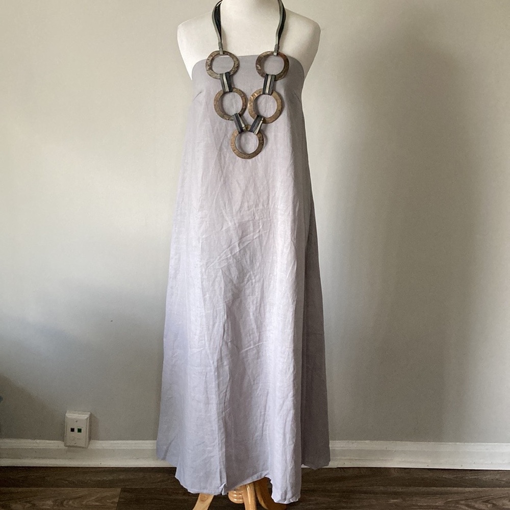 NWT Gray Strapless Linen Dress Midi/Maxi A-Line from The King Kouture Boutique M